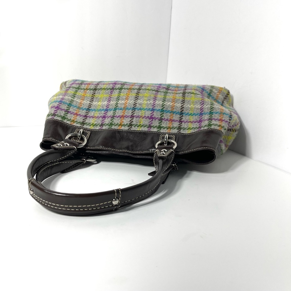 Coach Penelope Tattersall Colorful Plaid Wool Shoulder Bag Purse - Picture 7 of 16